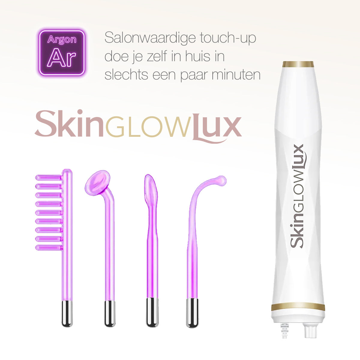 Argon High-Frequency Wand (violet) – 4-delig Anti-Acne